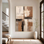Brown Beige Abstract Textured Oil Painting