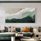 Green and White Textured Abstract Wall Art
