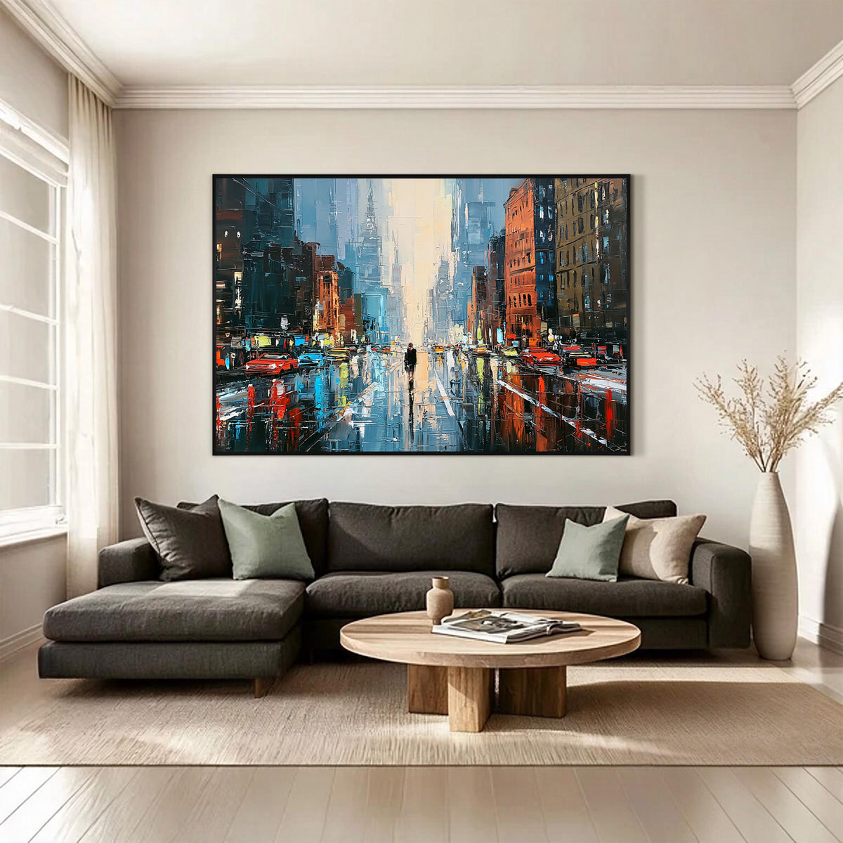 Modern City Street Canvas Wall Art