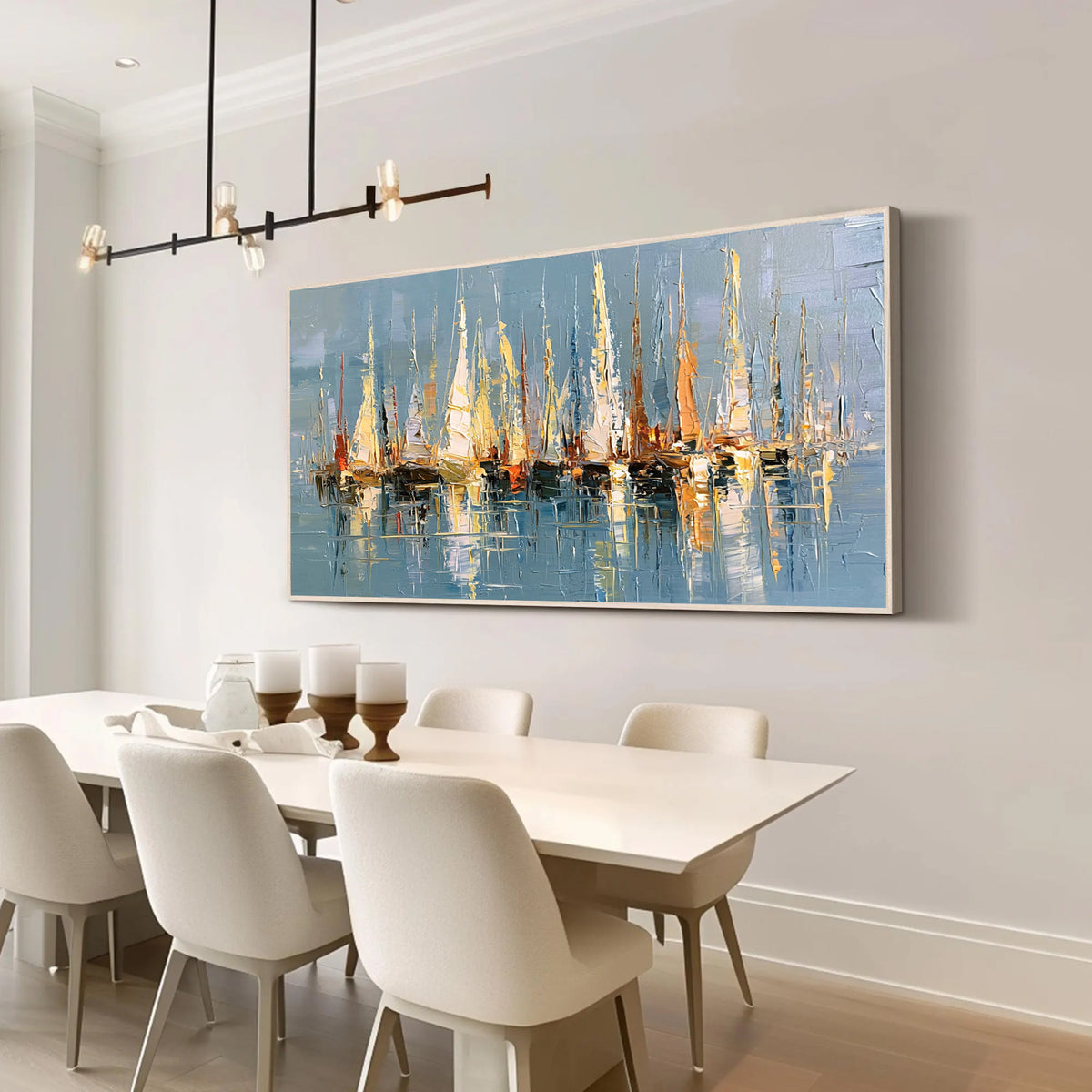 Abstract Sailboat Marina Canvas Wall Art