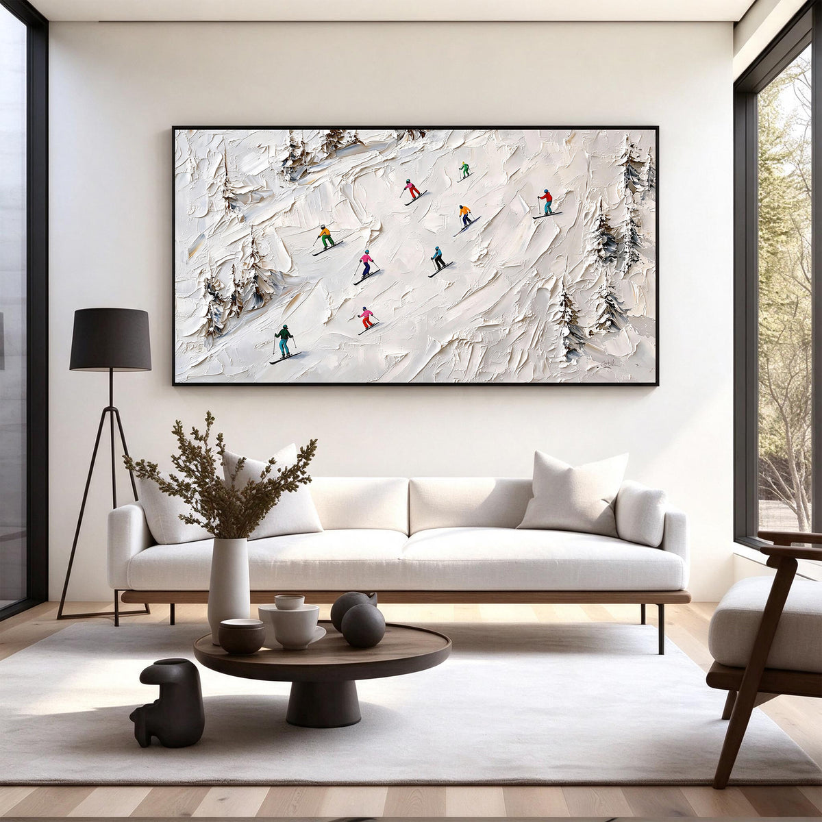 Abstract Skiing Textured Oil Painting_SW02