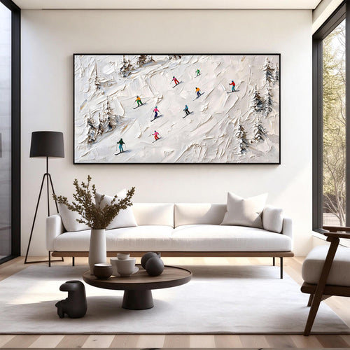 Abstract Skiing Textured Oil Painting_SW02
