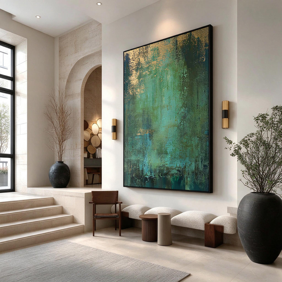 Emerald Green Abstract Textured Painting-WS001