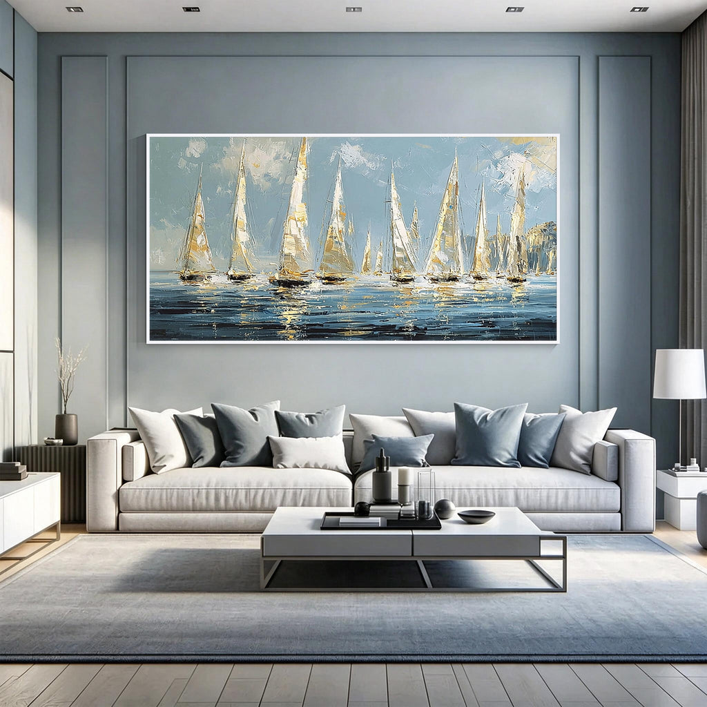 Sailing Boats Seascape Canvas Wall Art
