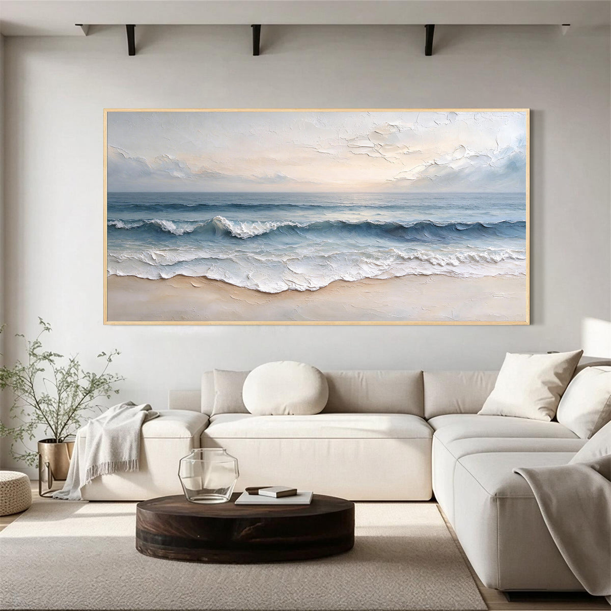 Ocean Waves Textured Canvas Wall Art