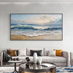 Coastal Serenity Ocean Wave Textured Canvas Wall Art