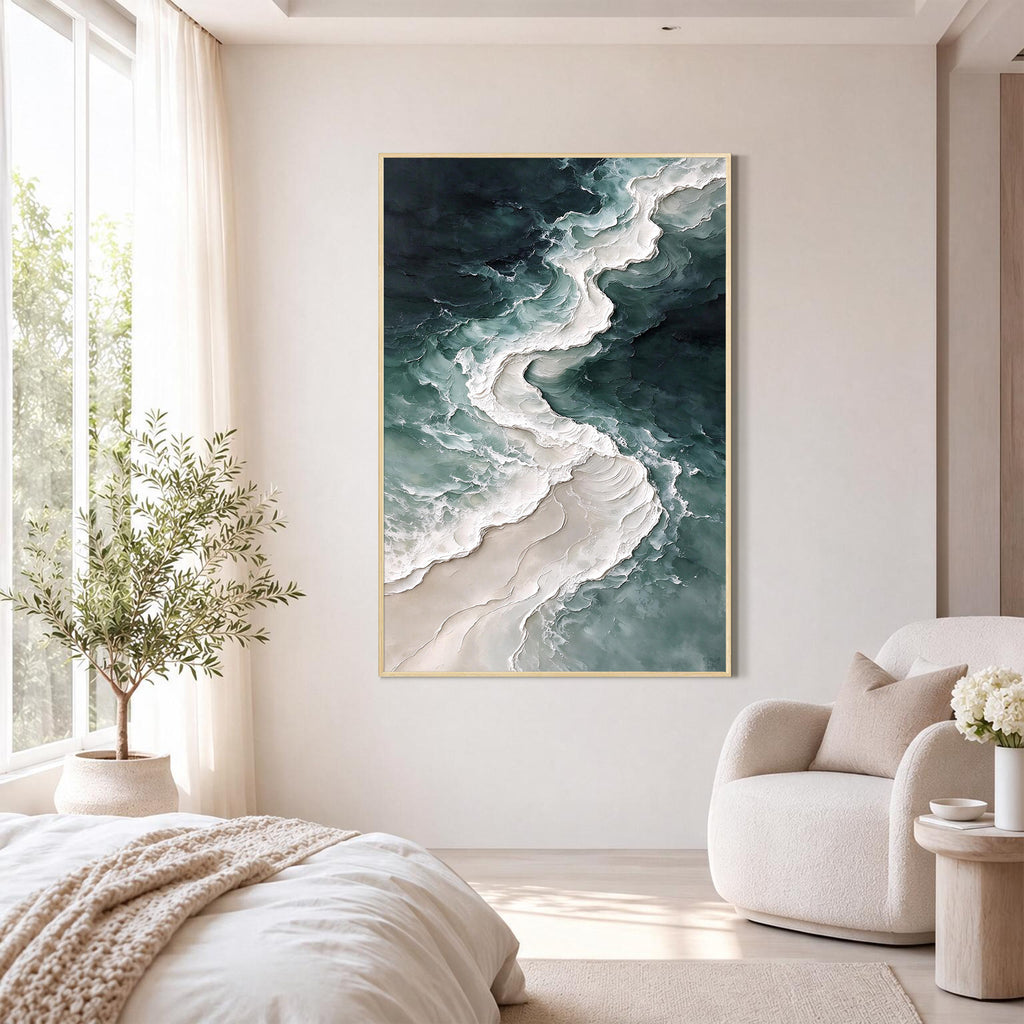 Dark Green Abstract Fluid Textured Canvas Wall Art
