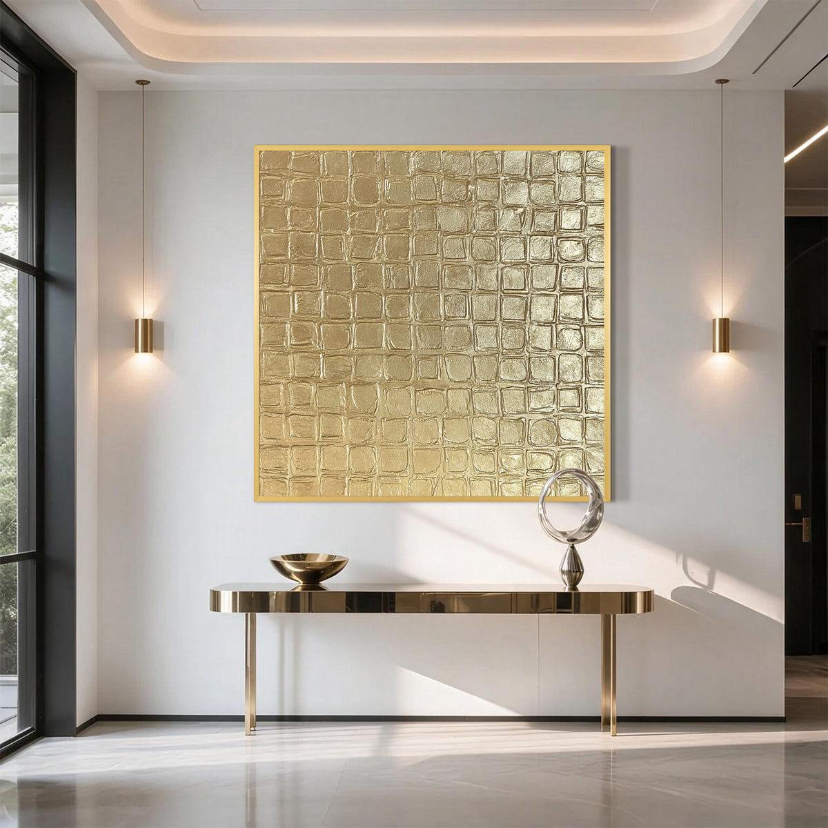 Gold Textured Abstract Wall Art