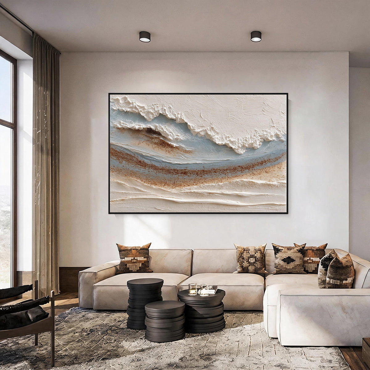 Textured Abstract Ocean Wave Wall Art