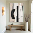 Modern Black Beige Abstract Geometric Wall Art