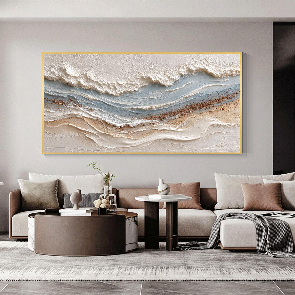 White Abstract Textured Canvas Wall Art