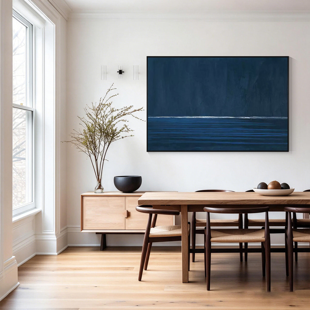 Deep Blue Abstract Ocean Oil Painting