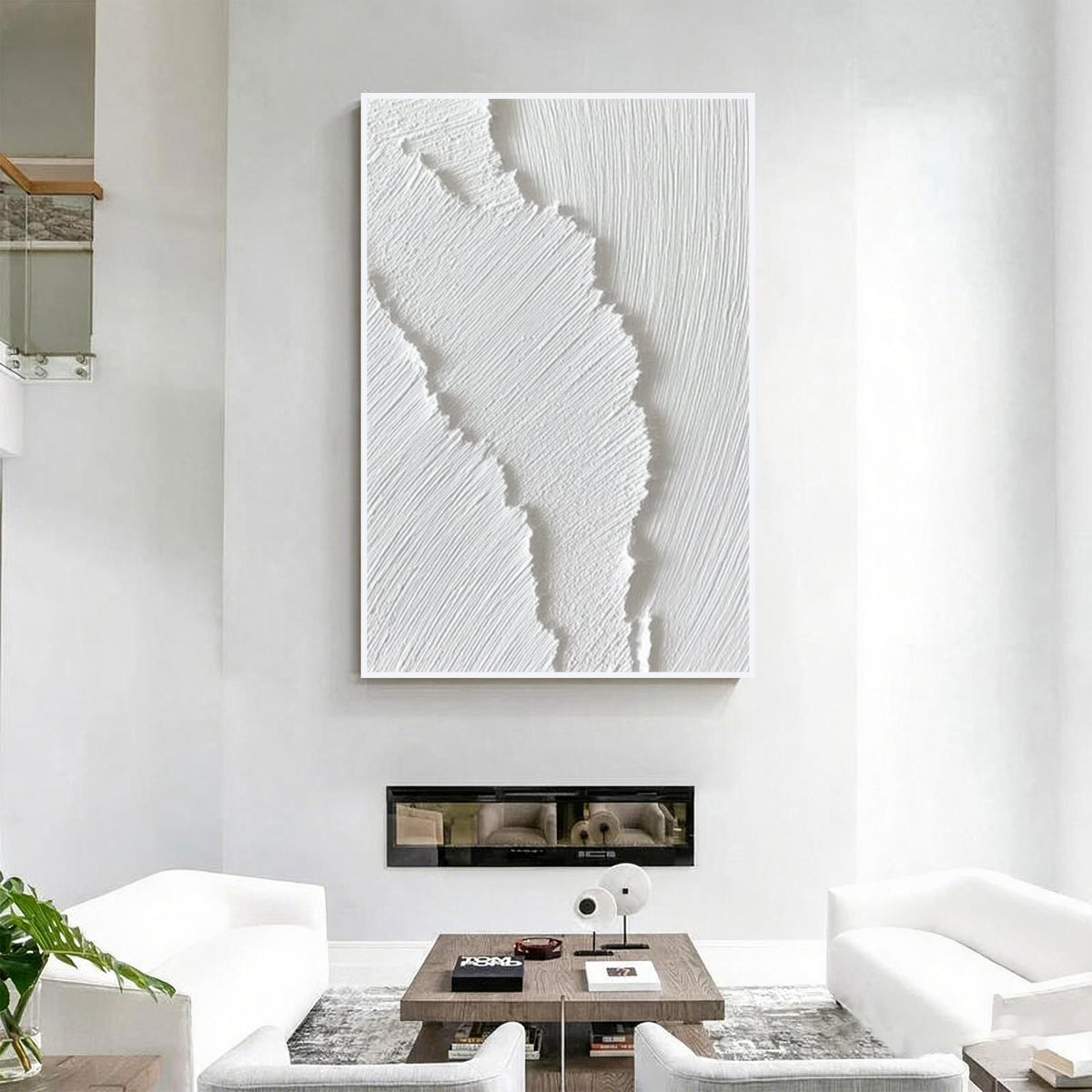 White Textured Abstract Wall Art