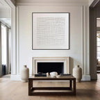 White Abstract Grid Textured Canvas Wall Art