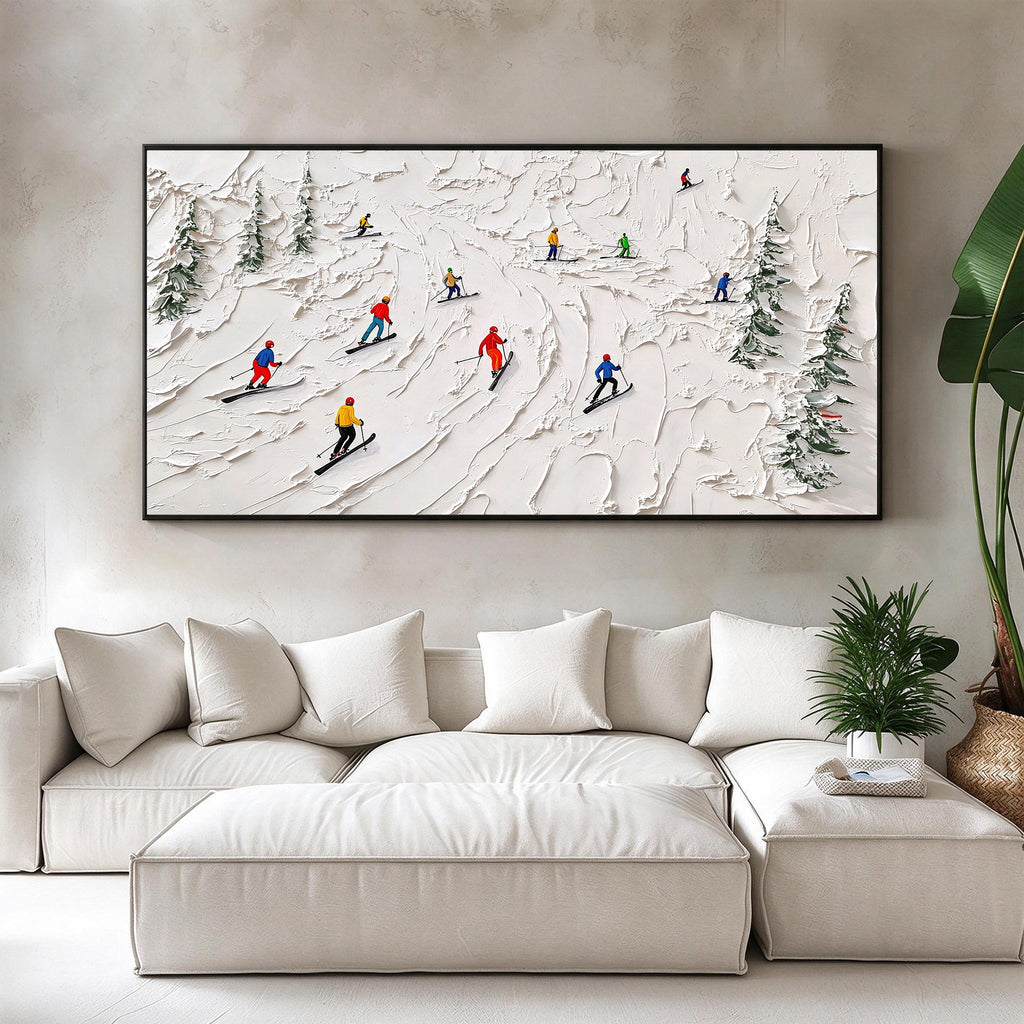 Abstract Skiing Textured Oil Painting_SW01