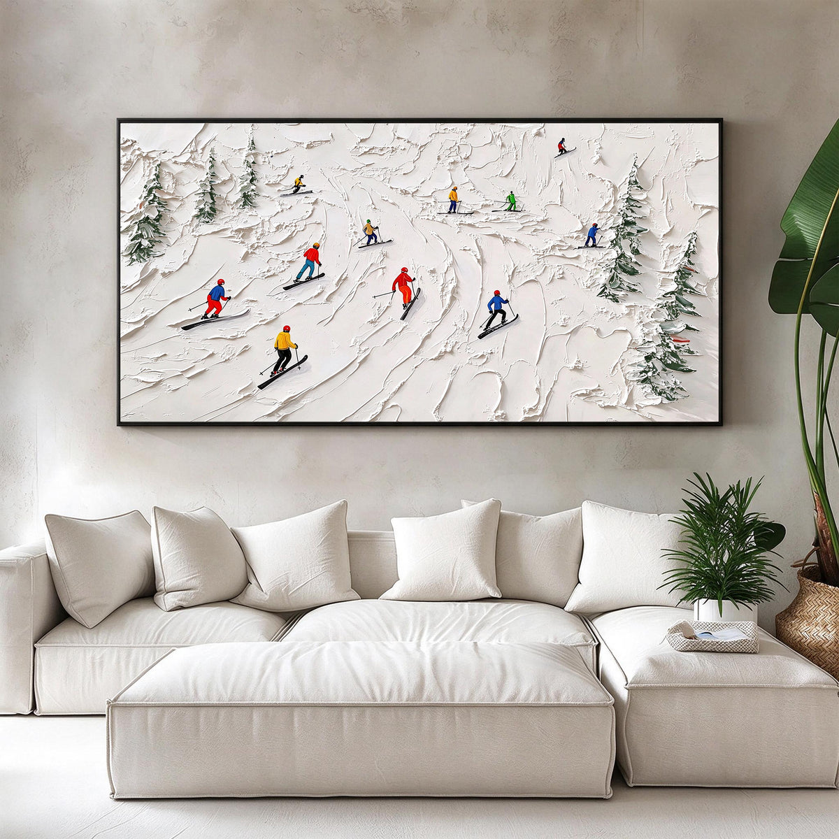 Abstract Skiing Textured Oil Painting_SW01