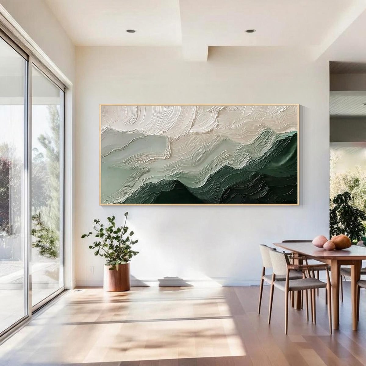 Green Textured Abstract Canvas Wall Art