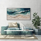 Abstract Coastal Ocean Waves Textured Canvas Wall Art