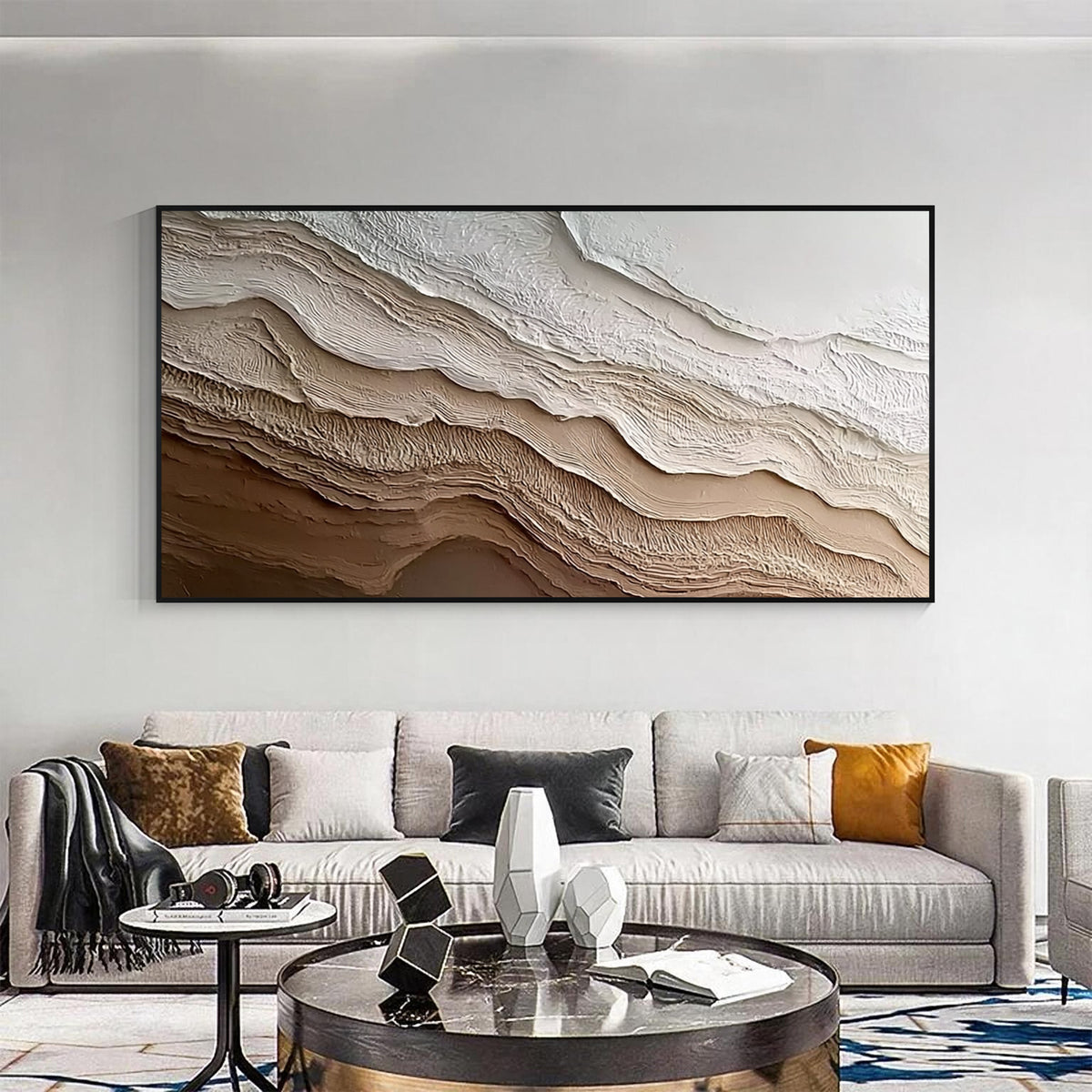 Neutral Brown and Cream Textured Abstract Wall Art