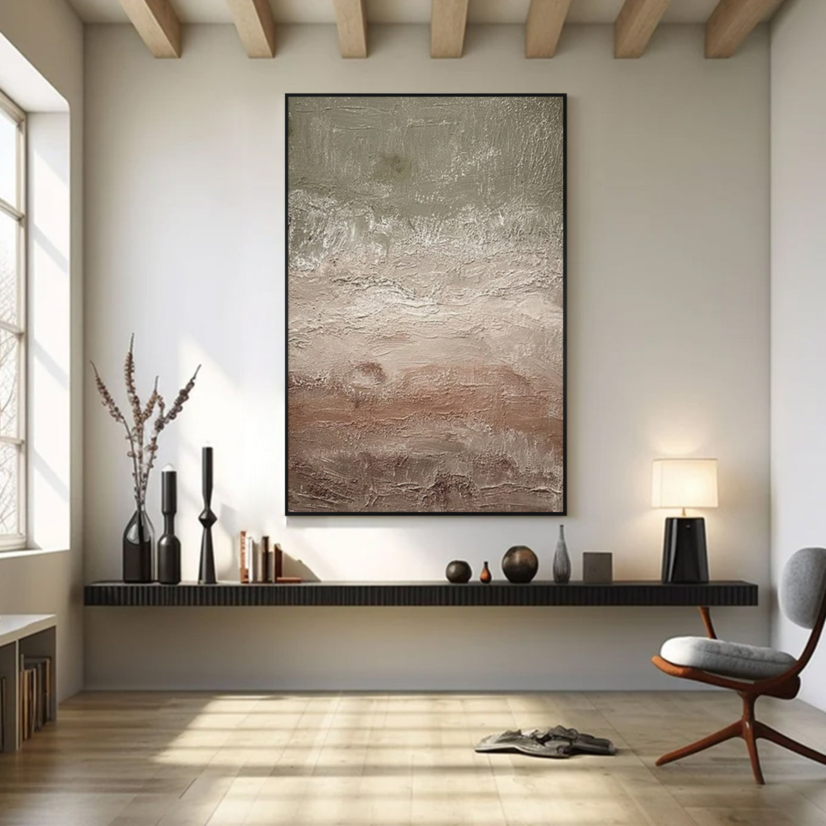 Taupe Textured Abstract Wall Art