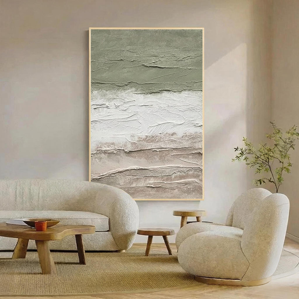 Sage Green Textured Abstract Wall Art
