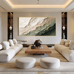 Modern Abstract Green and Beige Textured Canvas Wall Art