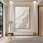 White Beige Abstract Textured Canvas Wall Art