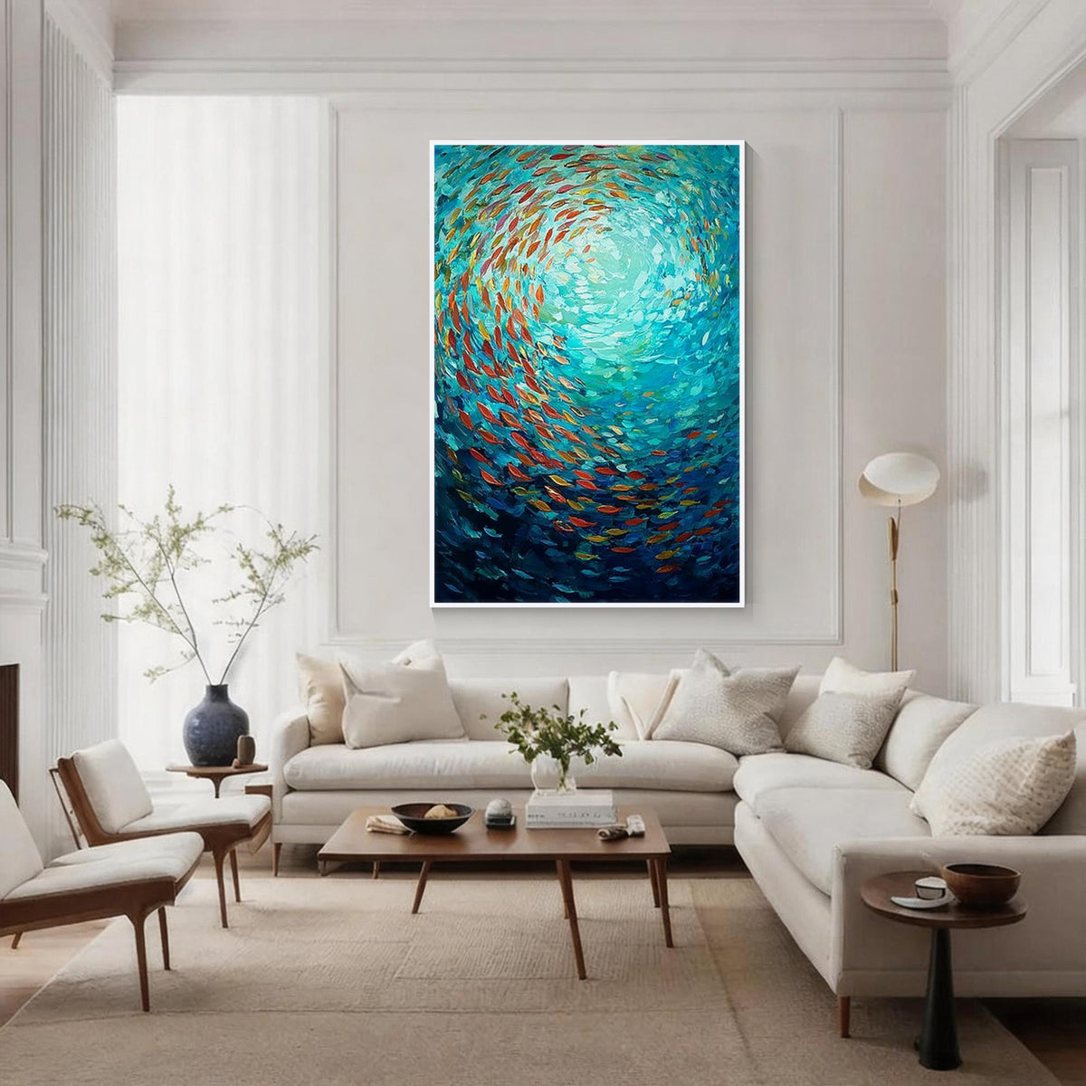 Colorful Fish School Abstract Ocean Wall Art