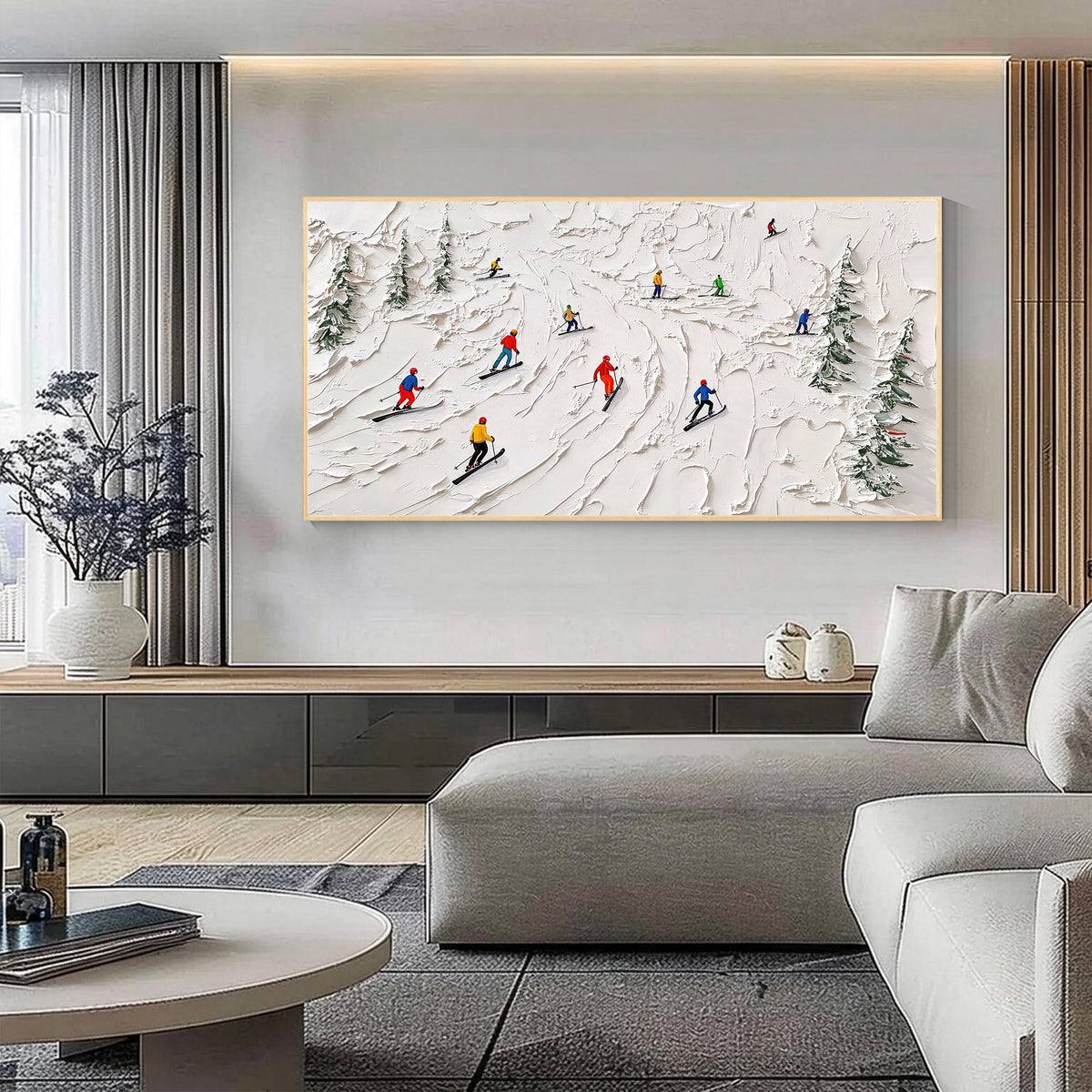 Abstract Skiing Textured Oil Painting_SW01
