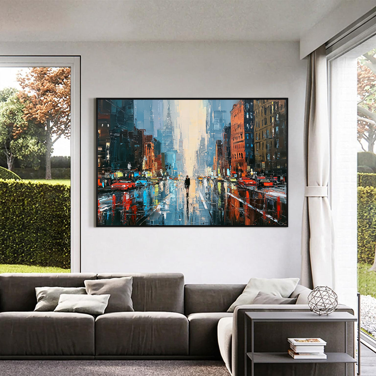 Modern City Street Canvas Wall Art