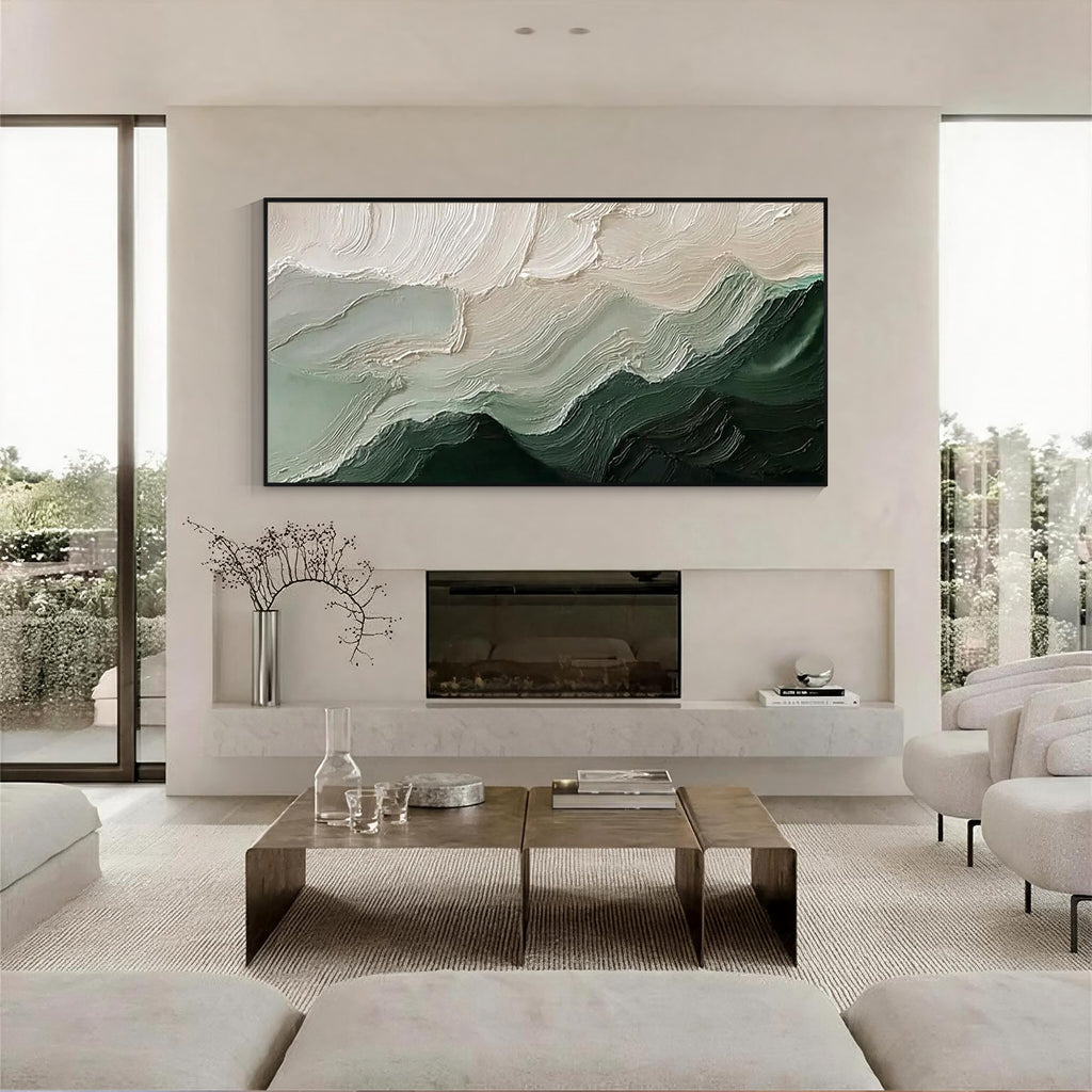 Green Textured Abstract Canvas Wall Art