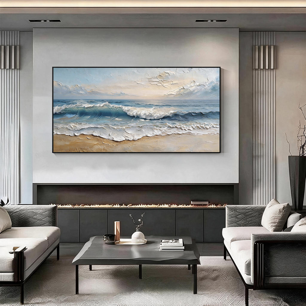 Coastal Serenity Ocean Wave Textured Canvas Wall Art
