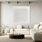 White Abstract Grid Textured Canvas Wall Art