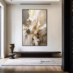 Gold Beige Textured Abstract Hand-Painted Oil Painting