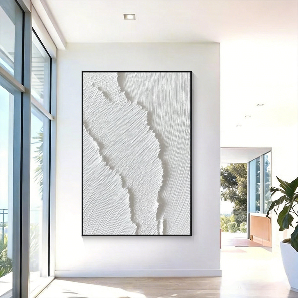 White Textured Abstract Wall Art