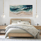 Abstract Coastal Ocean Waves Textured Canvas Wall Art