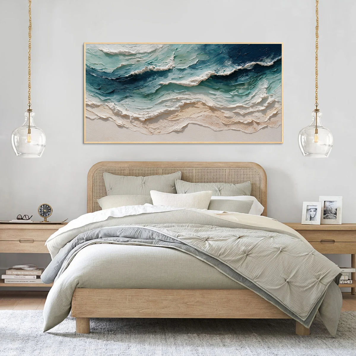 Abstract Coastal Ocean Waves Textured Canvas Wall Art