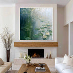 Green Water Lilies Textured Painting FW09