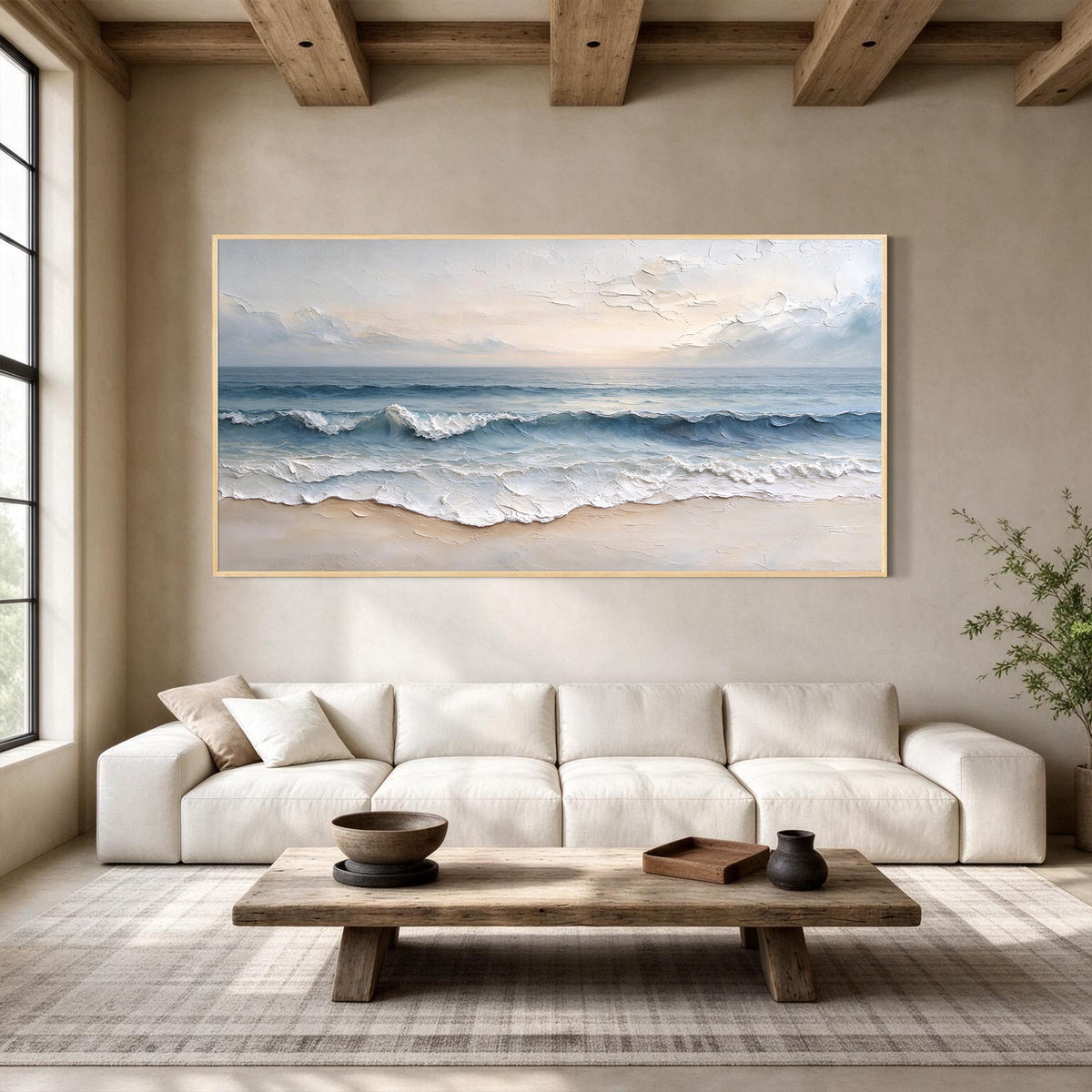 Ocean Waves Textured Canvas Wall Art