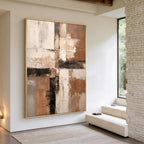 Brown Beige Abstract Textured Oil Painting