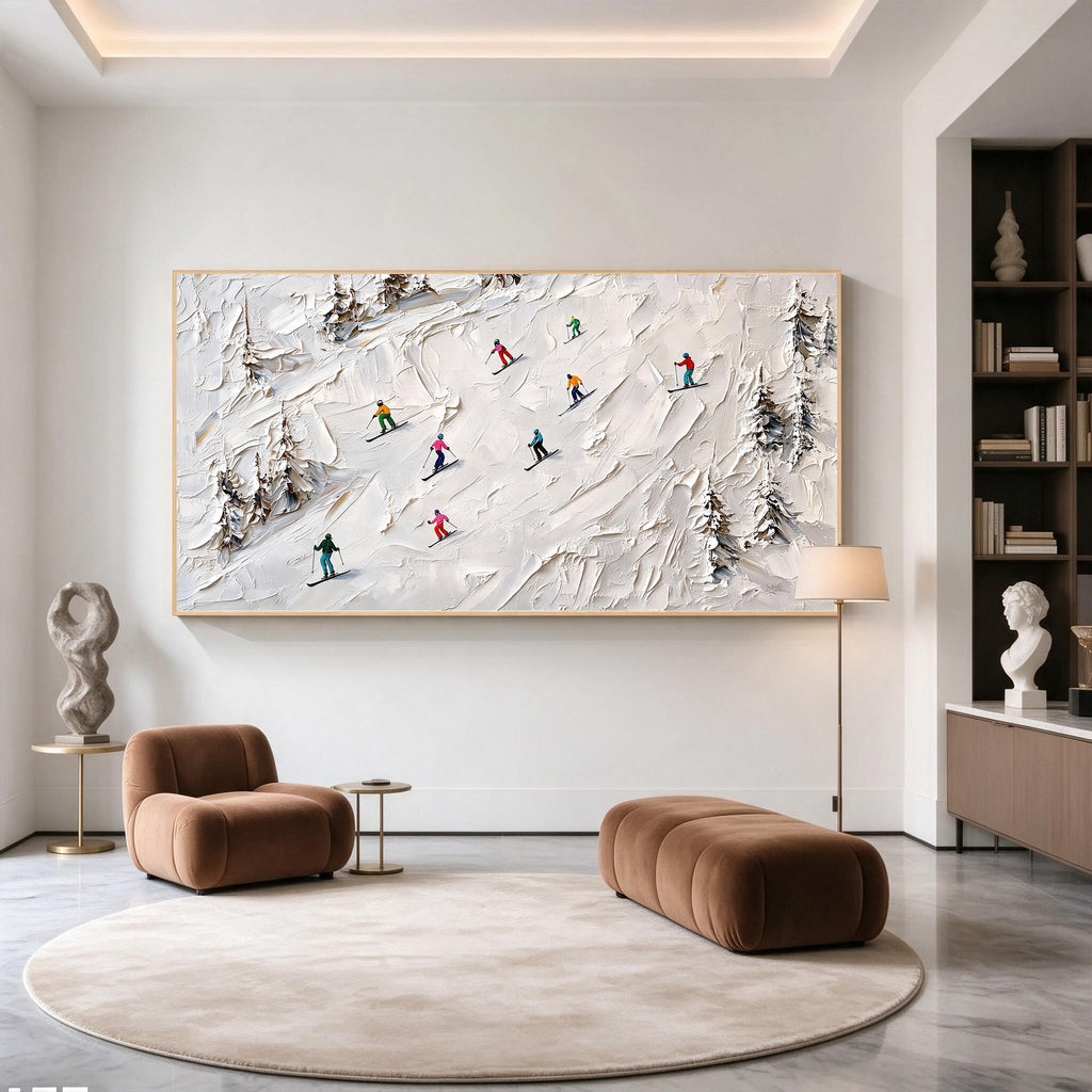 Abstract Skiing Textured Oil Painting_SW02