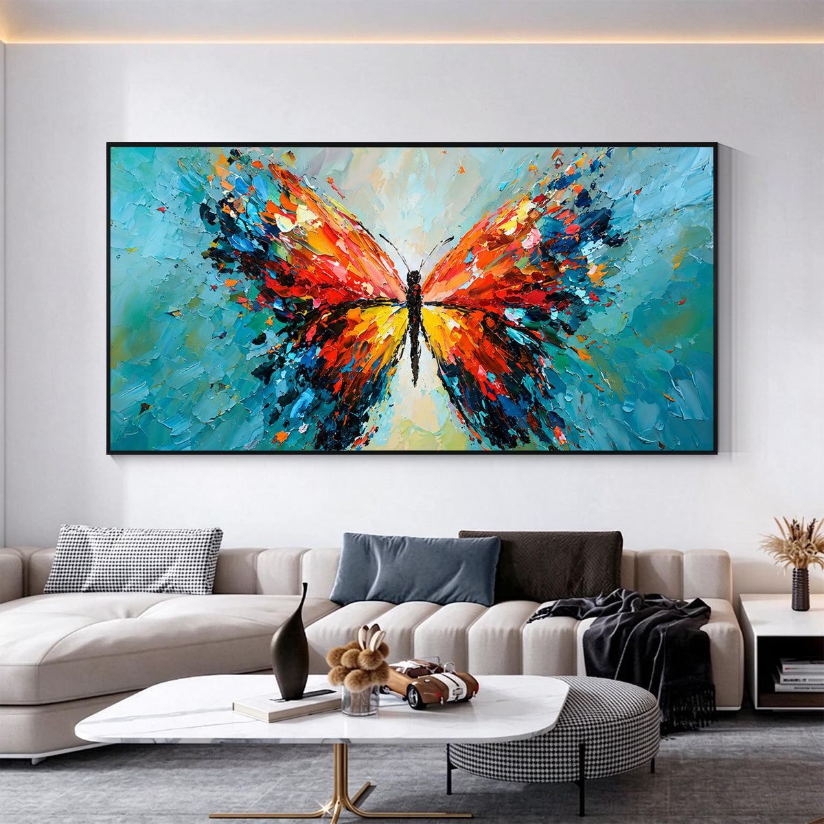 Vibrant Butterfly Abstract Oil Painting