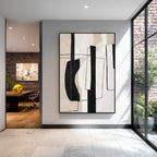 Modern Black Beige Abstract Geometric Wall Art