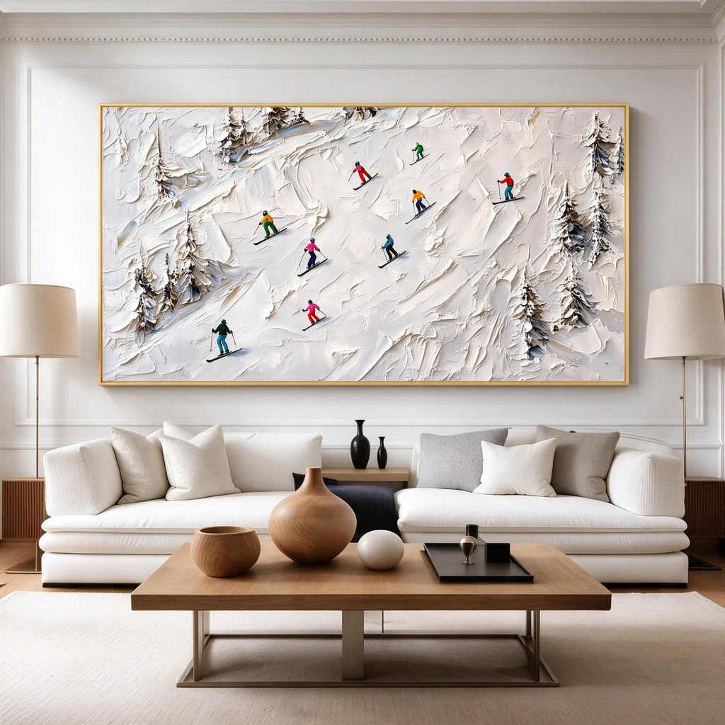 Abstract Skiing Textured Oil Painting_SW02