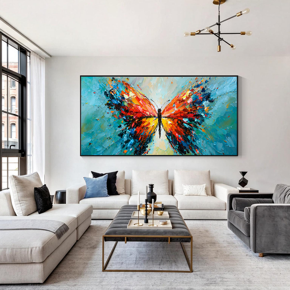 Vibrant Butterfly Abstract Oil Painting