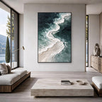 Dark Green Abstract Fluid Textured Canvas Wall Art