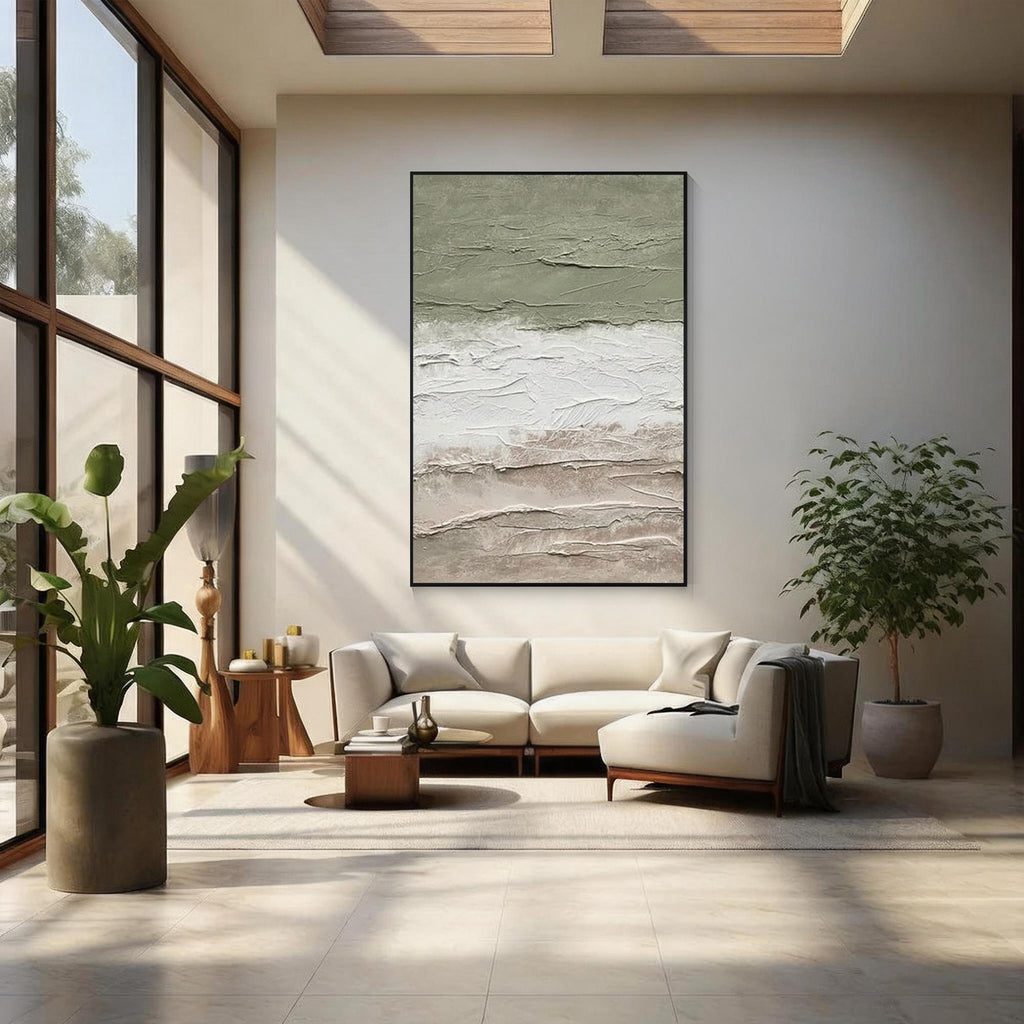 Sage Green Textured Abstract Wall Art