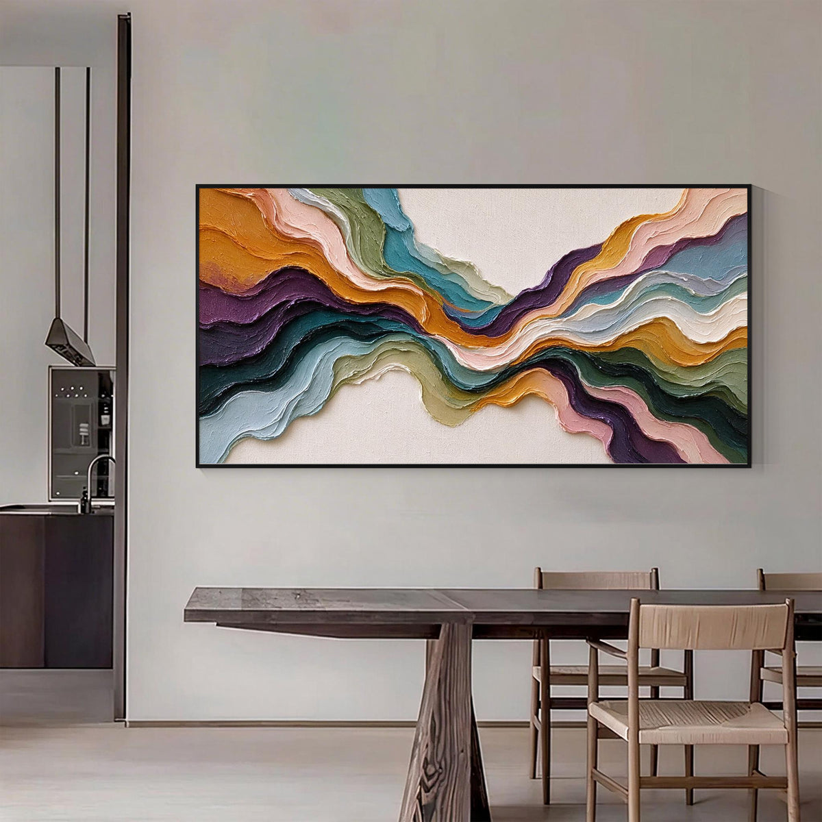 Colorful Abstract Textured Wave Painting-CF001