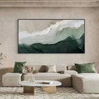Green and White Textured Abstract Wall Art