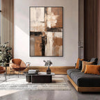 Brown Beige Abstract Textured Oil Painting